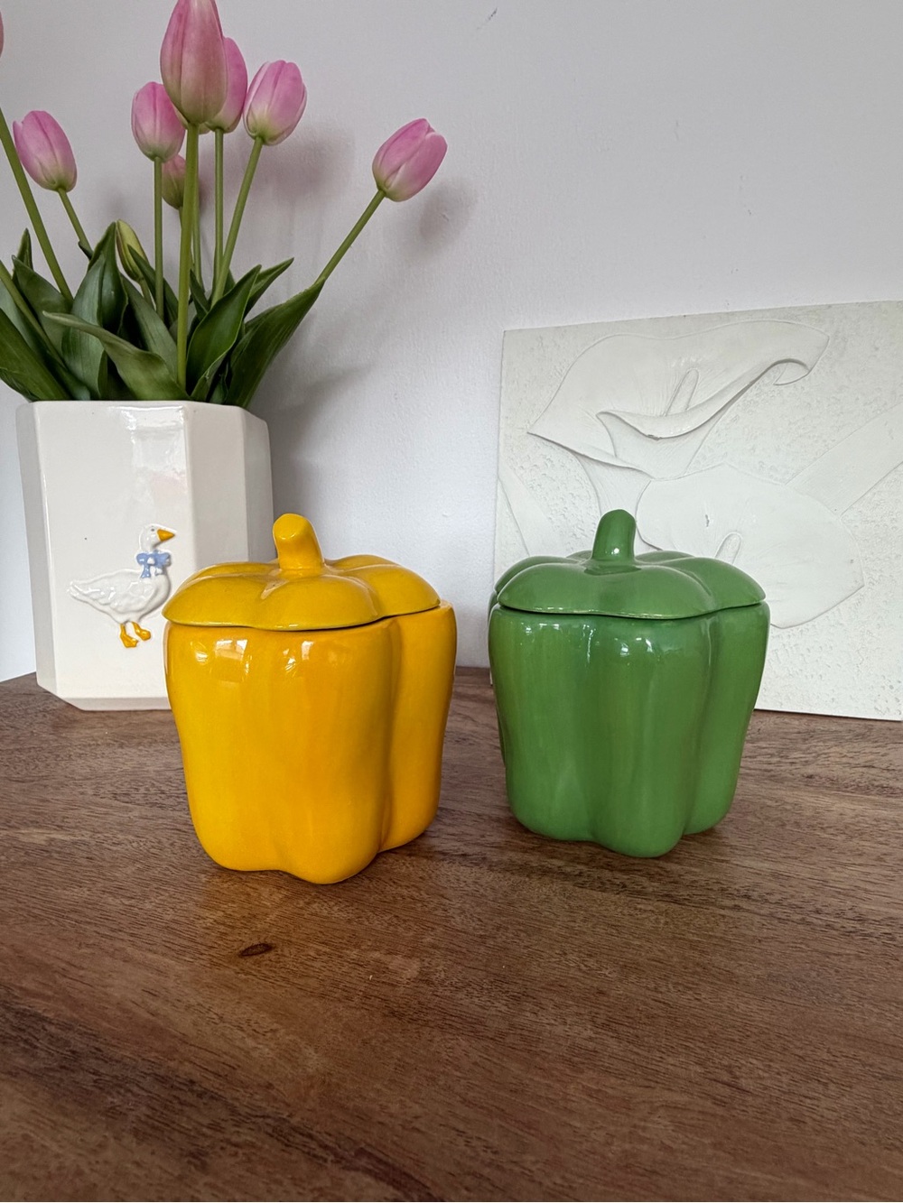 Ceramic Bell Pepper Canisters - Yellow & Green